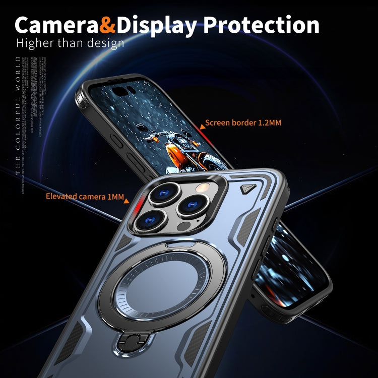For iPhone 16 Pro PC Hybrid TPU Armor MagSafe Ring Holder Phone Case