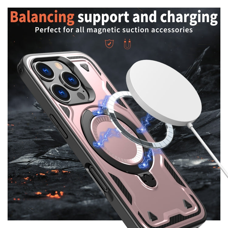For iPhone 16 Pro PC Hybrid TPU Armor MagSafe Ring Holder Phone Case