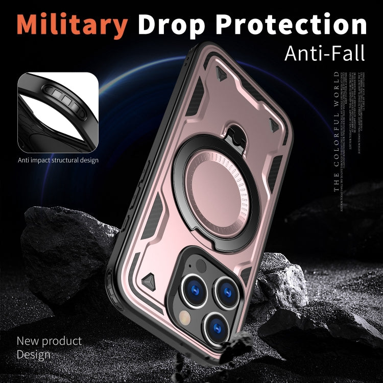 For iPhone 16 Pro PC Hybrid TPU Armor MagSafe Ring Holder Phone Case