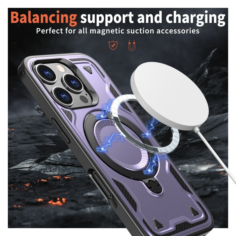 For iPhone 16 Pro PC Hybrid TPU Armor MagSafe Ring Holder Phone Case