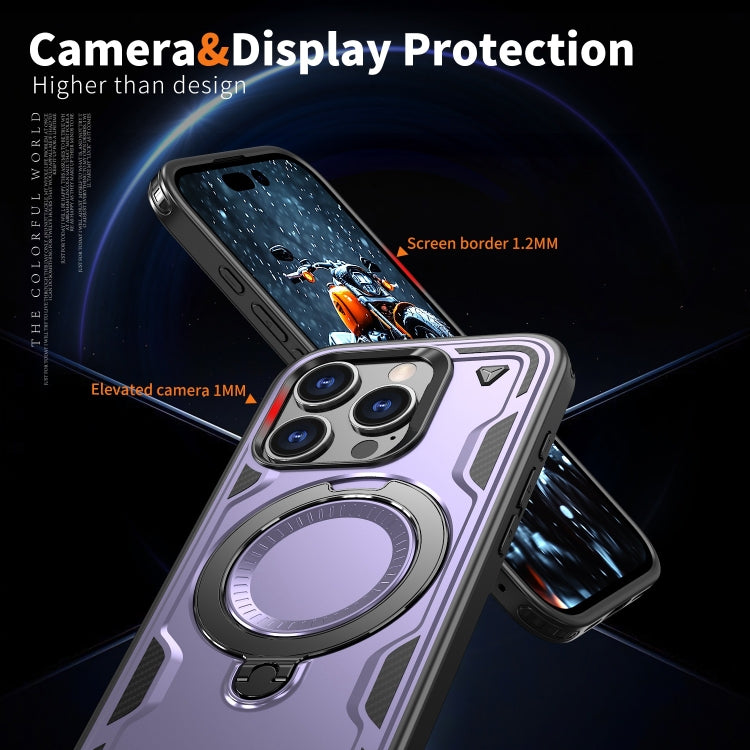 For iPhone 16 Pro PC Hybrid TPU Armor MagSafe Ring Holder Phone Case
