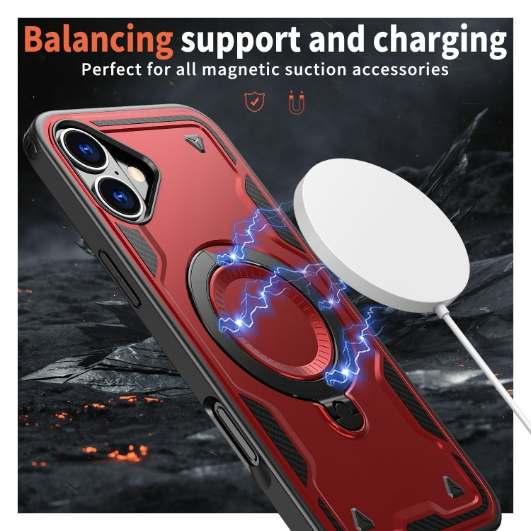 For iPhone 16 PC Hybrid TPU Armor MagSafe Ring Holder Phone Case