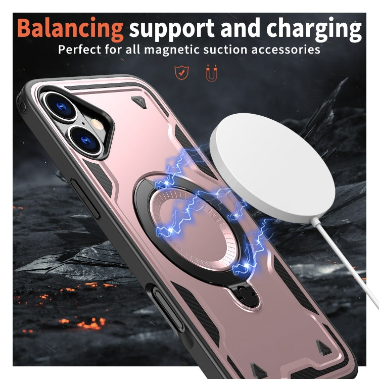 For iPhone 16 PC Hybrid TPU Armor MagSafe Ring Holder Phone Case