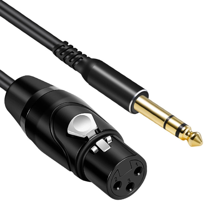6.35mm to XRL Canon Female Dual Channel Microphone Audio Cable, Length:5m - Black