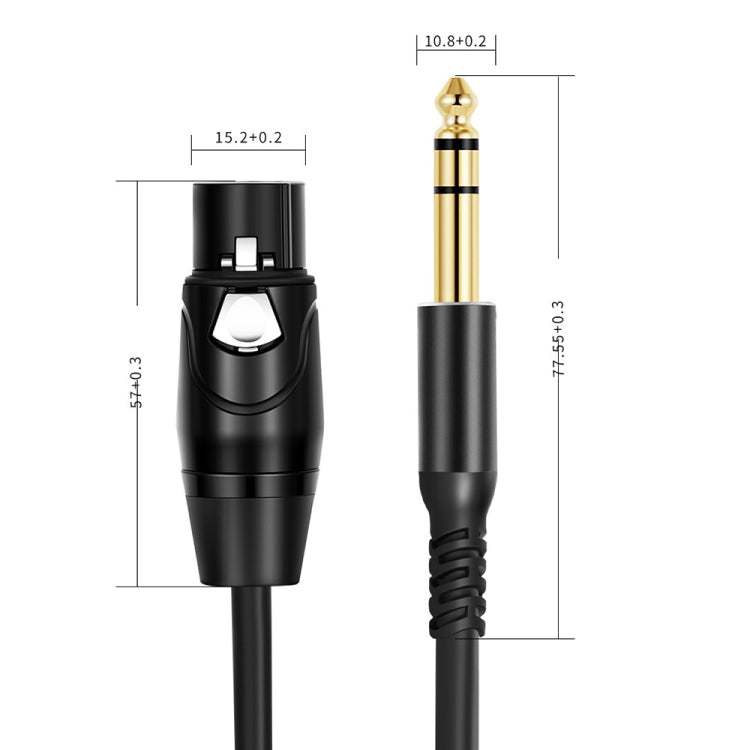 6.35mm to XRL Canon Female Dual Channel Microphone Audio Cable, Length:1m - Black