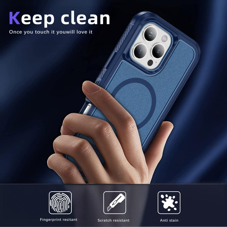 For iPhone 16 Pro Max Guard MagSafe Holder Matte PC Hybrid TPU Phone Case