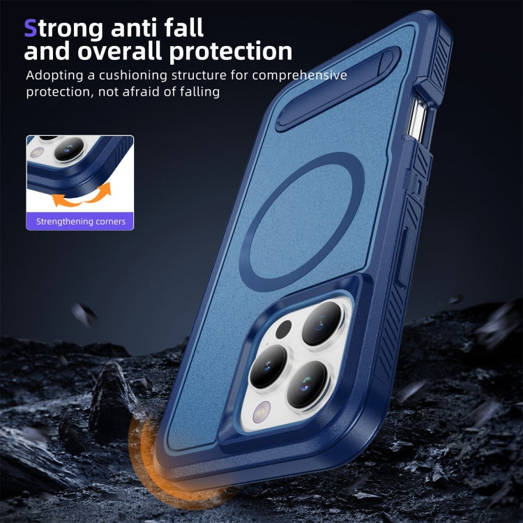 For iPhone 16 Pro Max Guard MagSafe Holder Matte PC Hybrid TPU Phone Case