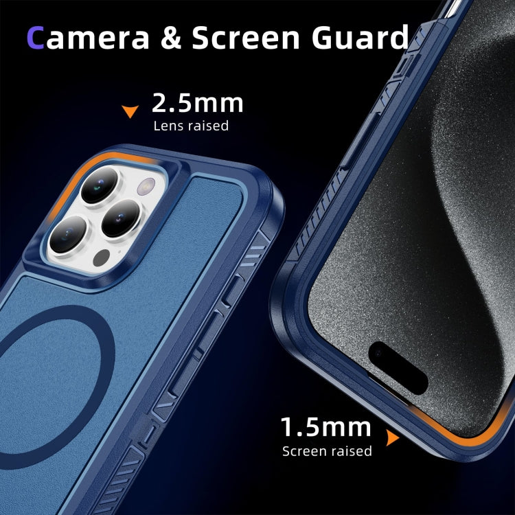 For iPhone 16 Pro Max Guard MagSafe Holder Matte PC Hybrid TPU Phone Case