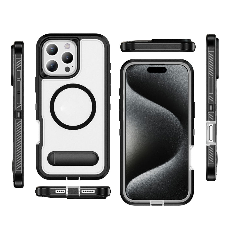 For iPhone 16 Pro Max Guard MagSafe Holder Matte PC Hybrid TPU Phone Case