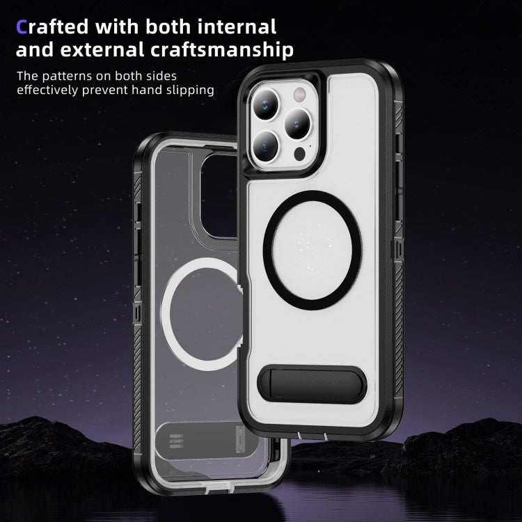 For iPhone 16 Pro Max Guard MagSafe Holder Matte PC Hybrid TPU Phone Case