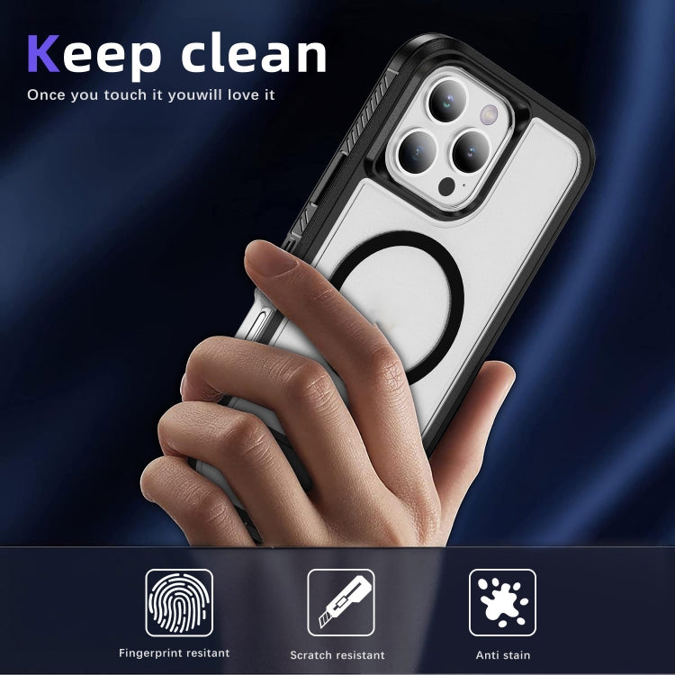 For iPhone 16 Pro Max Guard MagSafe Holder Matte PC Hybrid TPU Phone Case