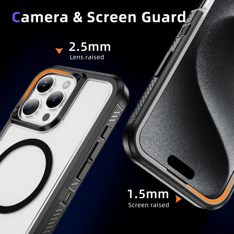 For iPhone 16 Pro Max Guard MagSafe Holder Matte PC Hybrid TPU Phone Case