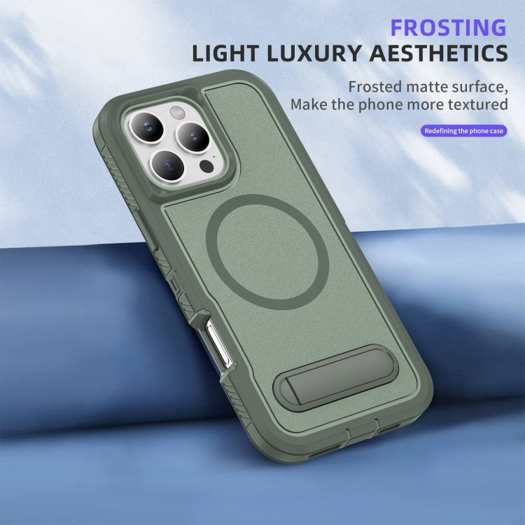 For iPhone 16 Pro Max Guard MagSafe Holder Matte PC Hybrid TPU Phone Case