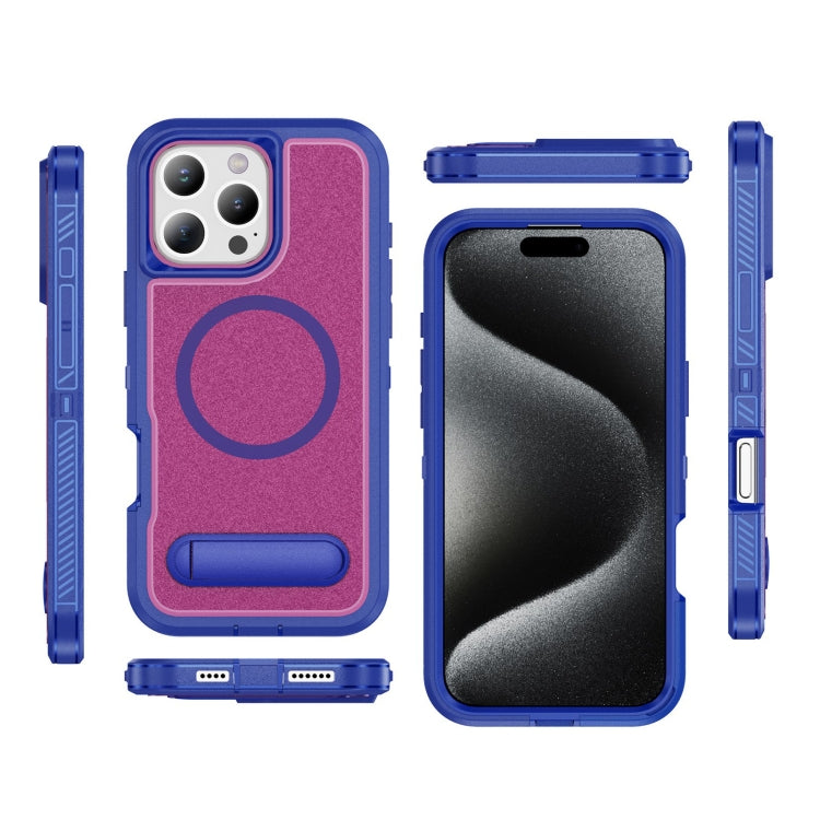 For iPhone 16 Pro Max Guard MagSafe Holder Matte PC Hybrid TPU Phone Case