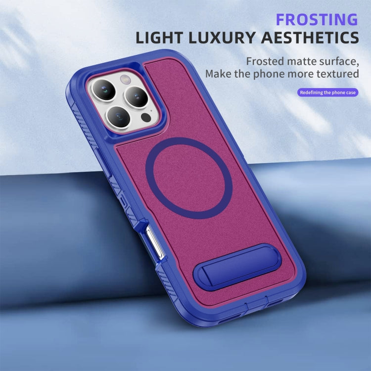 For iPhone 16 Pro Max Guard MagSafe Holder Matte PC Hybrid TPU Phone Case