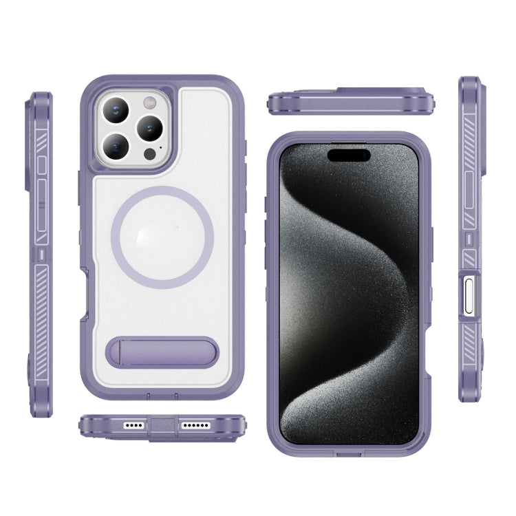 For iPhone 16 Pro Max Guard MagSafe Holder Matte PC Hybrid TPU Phone Case