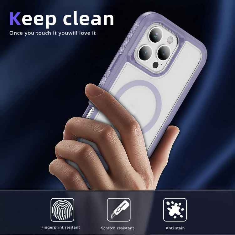 For iPhone 16 Pro Max Guard MagSafe Holder Matte PC Hybrid TPU Phone Case