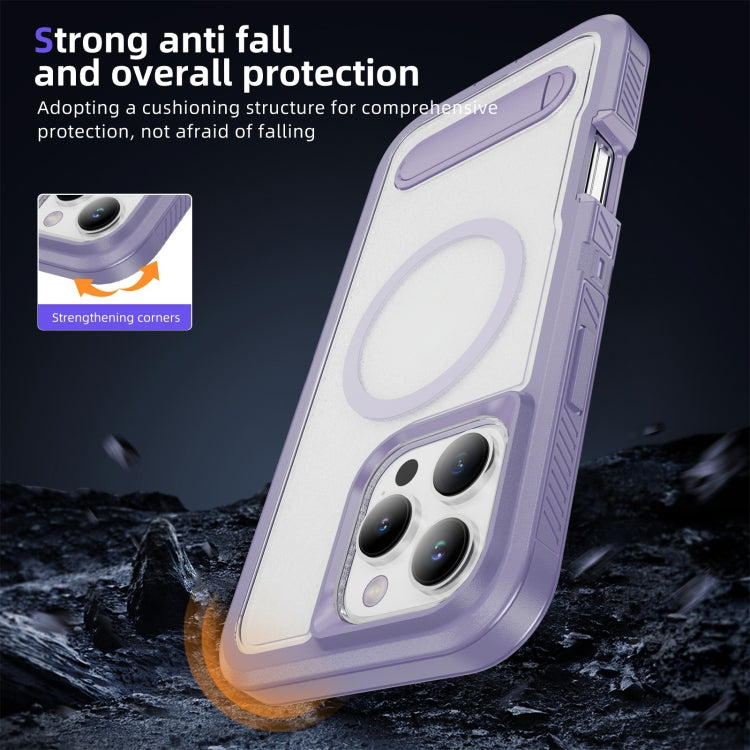 For iPhone 16 Pro Max Guard MagSafe Holder Matte PC Hybrid TPU Phone Case