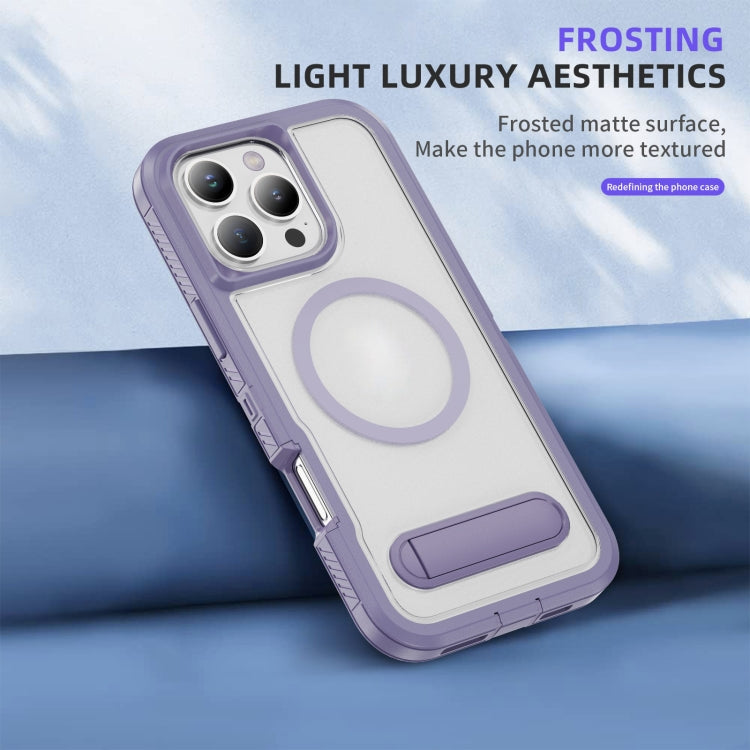 For iPhone 16 Pro Max Guard MagSafe Holder Matte PC Hybrid TPU Phone Case