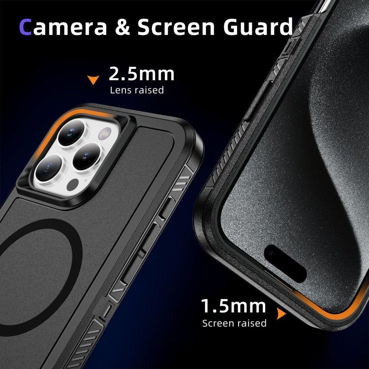 For iPhone 16 Pro Guard MagSafe Holder Matte PC Hybrid TPU Phone Case