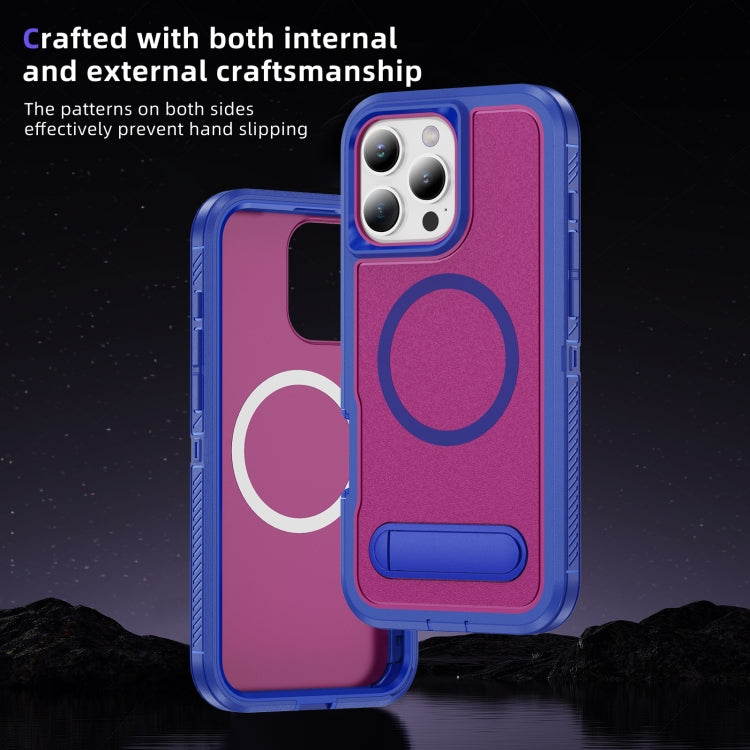 For iPhone 16 Pro Guard MagSafe Holder Matte PC Hybrid TPU Phone Case