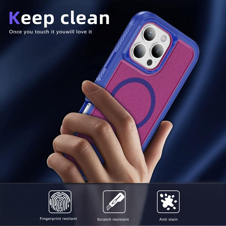 For iPhone 16 Pro Guard MagSafe Holder Matte PC Hybrid TPU Phone Case