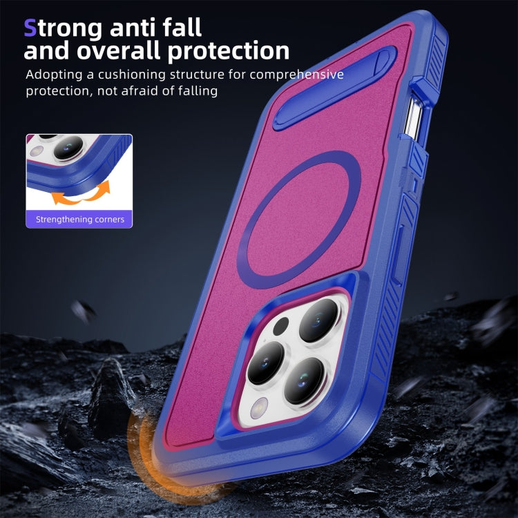 For iPhone 16 Pro Guard MagSafe Holder Matte PC Hybrid TPU Phone Case