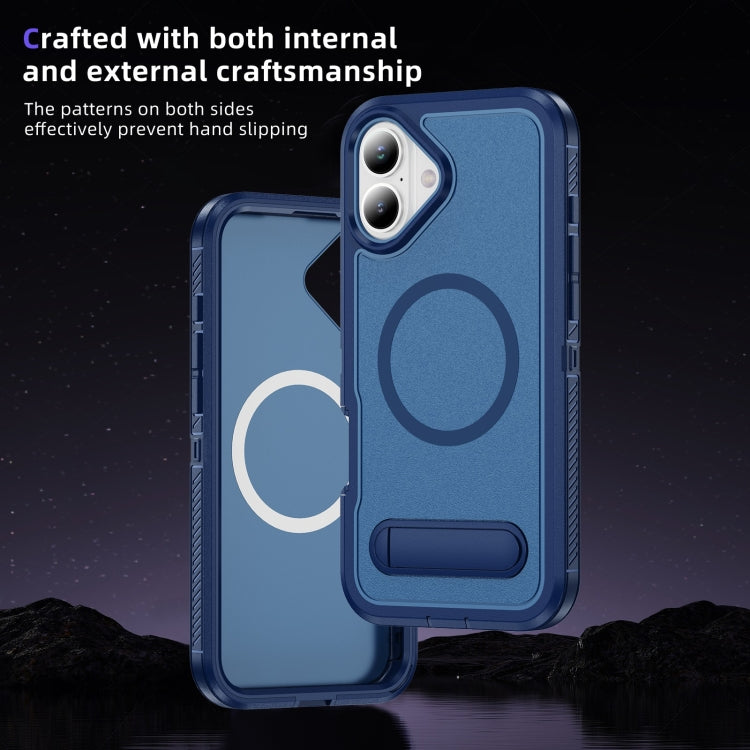For iPhone 16 Plus Guard MagSafe Holder Matte PC Hybrid TPU Phone Case