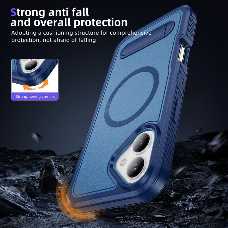 For iPhone 16 Plus Guard MagSafe Holder Matte PC Hybrid TPU Phone Case