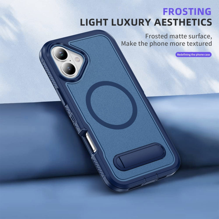 For iPhone 16 Plus Guard MagSafe Holder Matte PC Hybrid TPU Phone Case