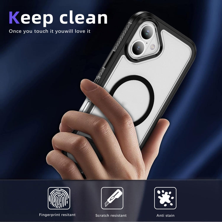 For iPhone 16 Plus Guard MagSafe Holder Matte PC Hybrid TPU Phone Case