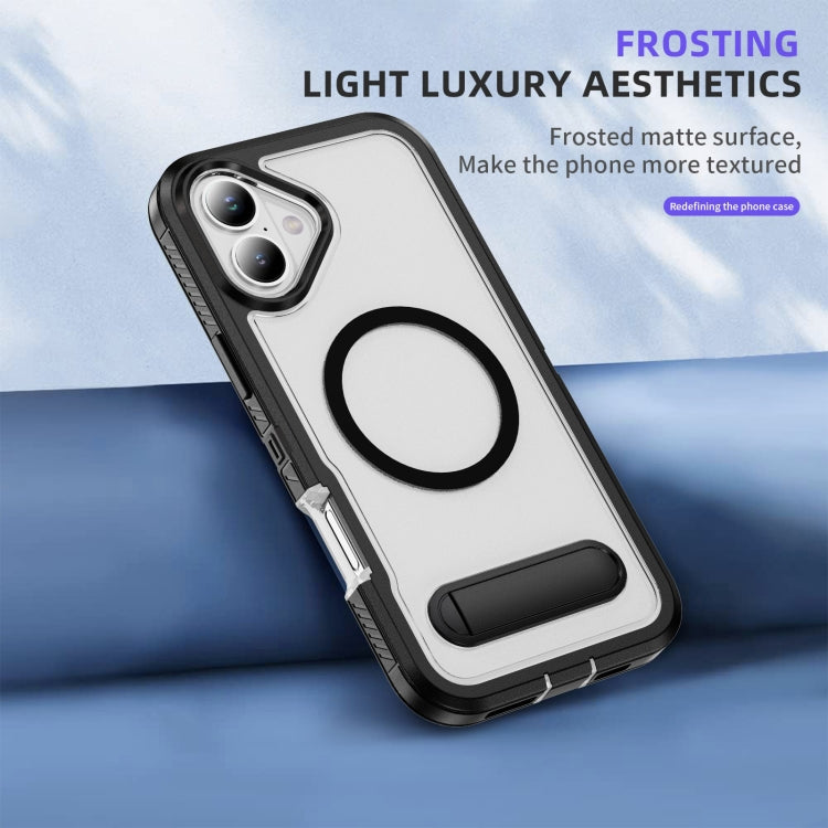 For iPhone 16 Plus Guard MagSafe Holder Matte PC Hybrid TPU Phone Case