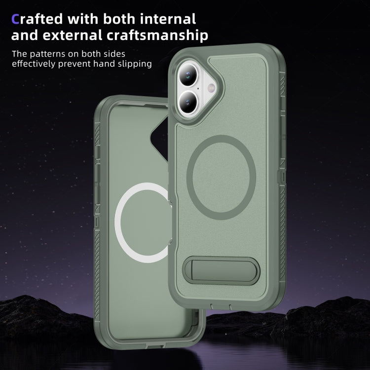 For iPhone 16 Plus Guard MagSafe Holder Matte PC Hybrid TPU Phone Case