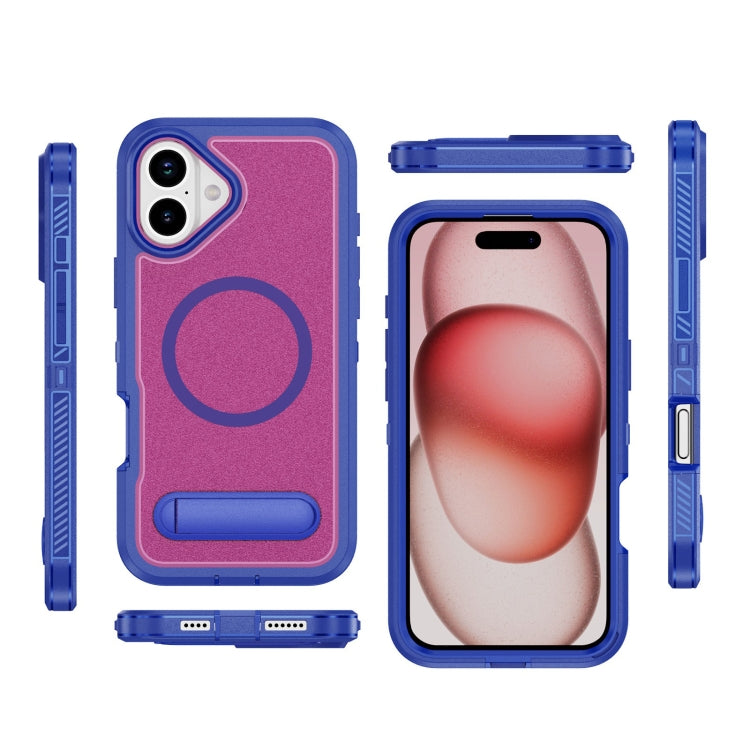 For iPhone 16 Plus Guard MagSafe Holder Matte PC Hybrid TPU Phone Case