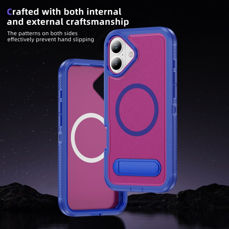 For iPhone 16 Plus Guard MagSafe Holder Matte PC Hybrid TPU Phone Case
