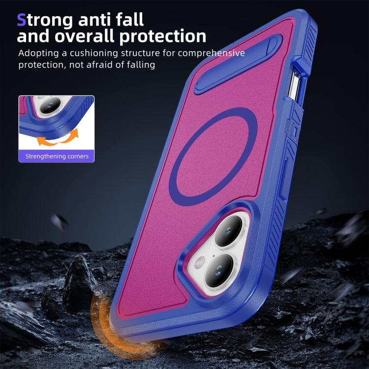 For iPhone 16 Plus Guard MagSafe Holder Matte PC Hybrid TPU Phone Case
