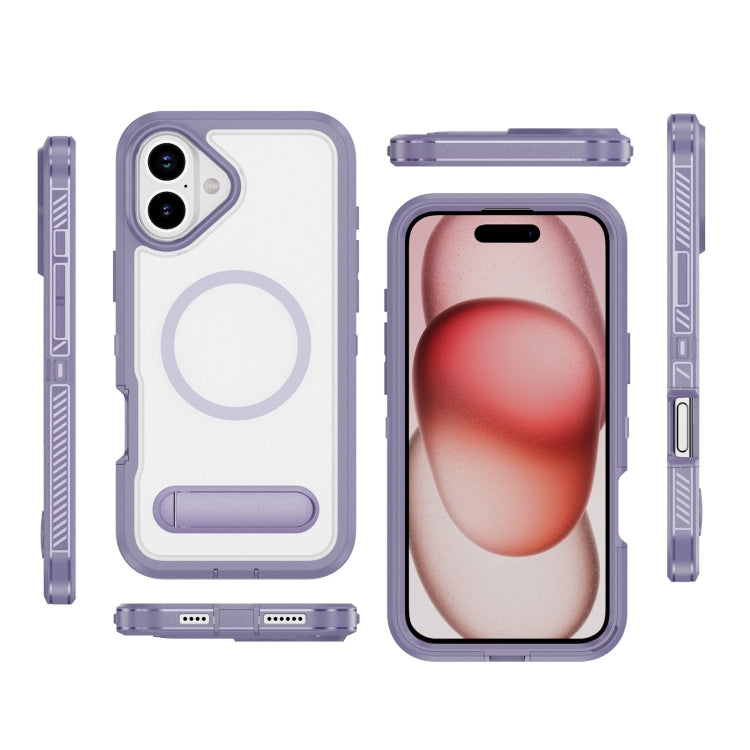 For iPhone 16 Plus Guard MagSafe Holder Matte PC Hybrid TPU Phone Case