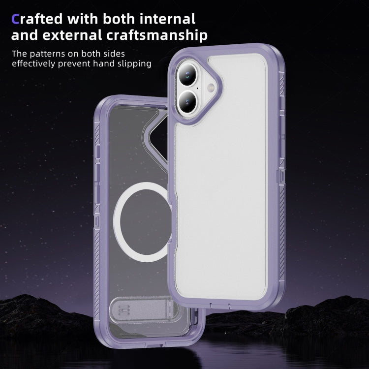 For iPhone 16 Plus Guard MagSafe Holder Matte PC Hybrid TPU Phone Case