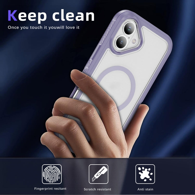 For iPhone 16 Plus Guard MagSafe Holder Matte PC Hybrid TPU Phone Case