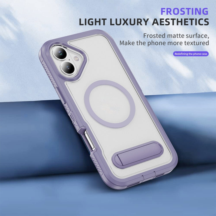For iPhone 16 Plus Guard MagSafe Holder Matte PC Hybrid TPU Phone Case