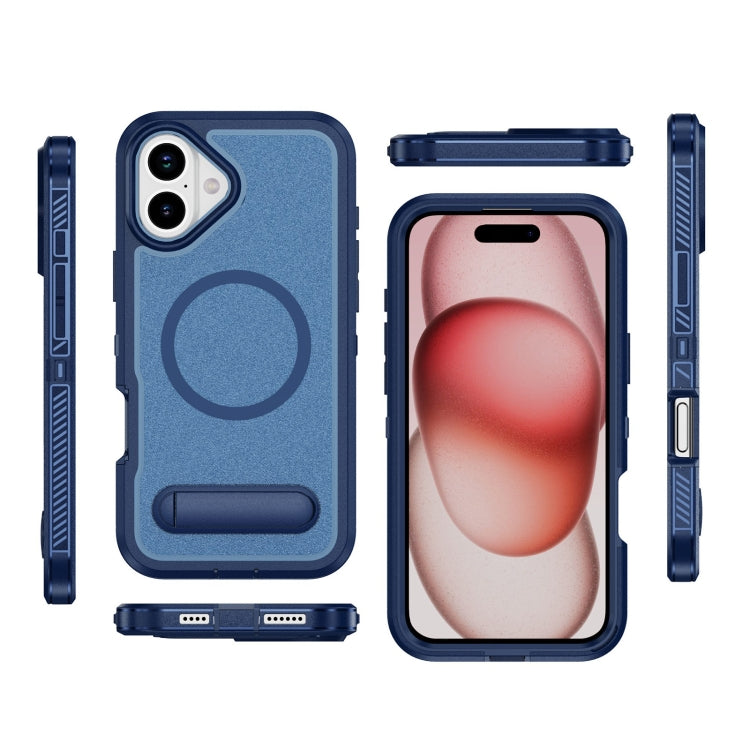 For iPhone 16 Guard MagSafe Holder Matte PC Hybrid TPU Phone Case