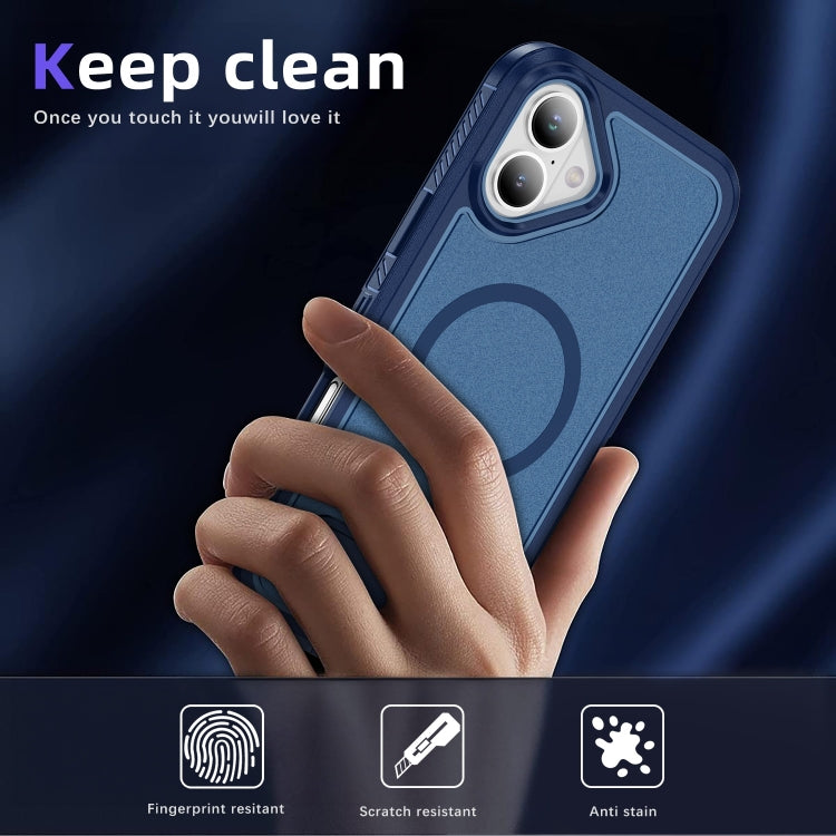 For iPhone 16 Guard MagSafe Holder Matte PC Hybrid TPU Phone Case