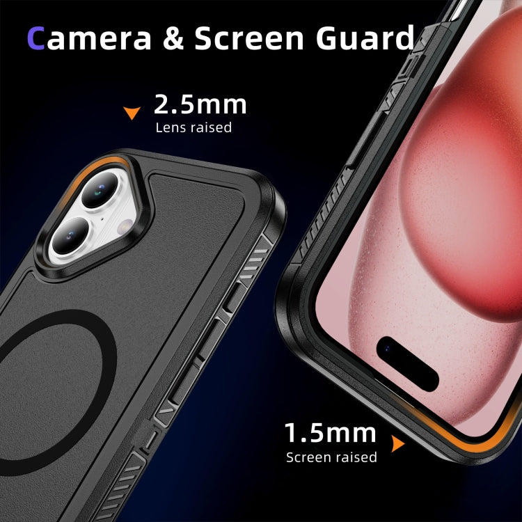 For iPhone 16 Guard MagSafe Holder Matte PC Hybrid TPU Phone Case