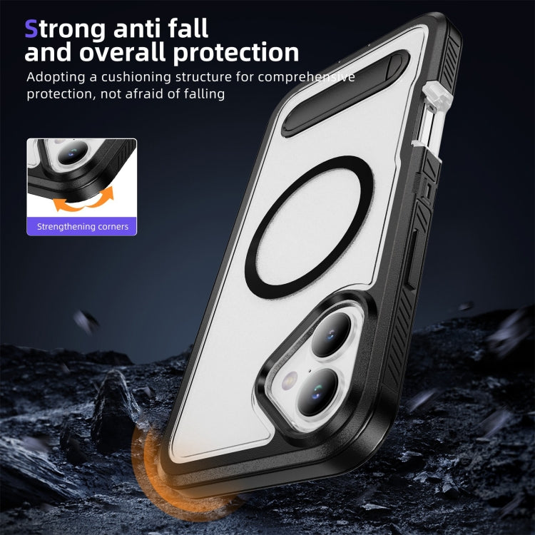 For iPhone 16 Guard MagSafe Holder Matte PC Hybrid TPU Phone Case