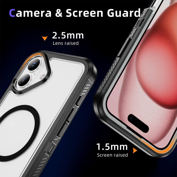 For iPhone 16 Guard MagSafe Holder Matte PC Hybrid TPU Phone Case