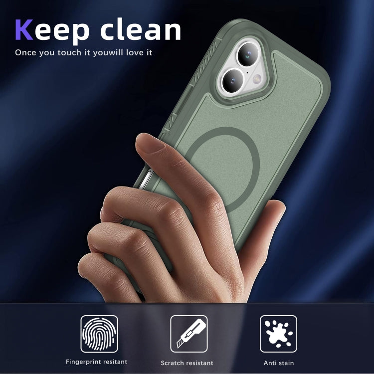 For iPhone 16 Guard MagSafe Holder Matte PC Hybrid TPU Phone Case