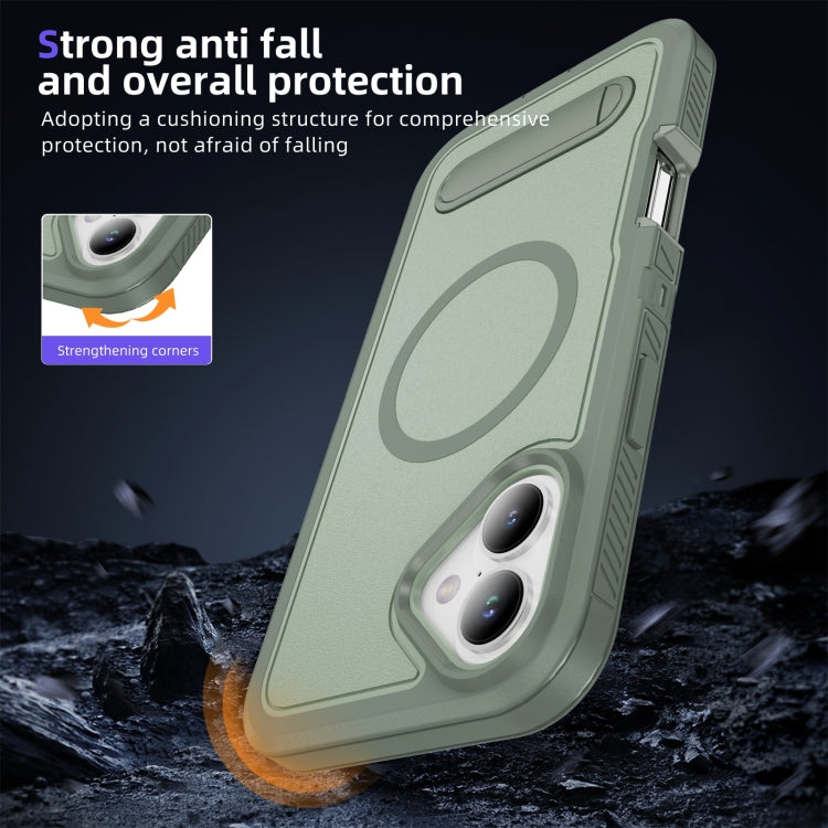 For iPhone 16 Guard MagSafe Holder Matte PC Hybrid TPU Phone Case