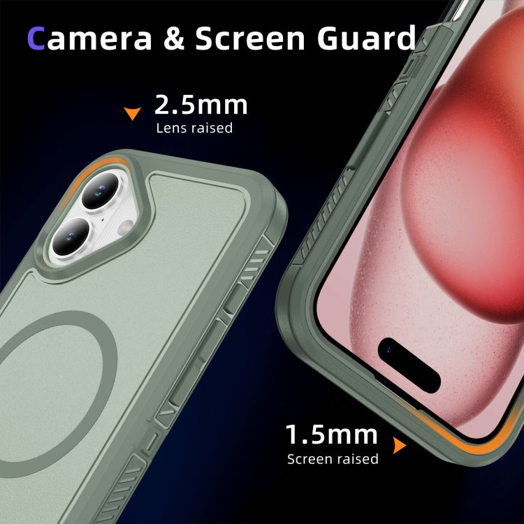 For iPhone 16 Guard MagSafe Holder Matte PC Hybrid TPU Phone Case