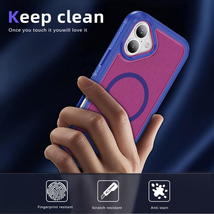 For iPhone 16 Guard MagSafe Holder Matte PC Hybrid TPU Phone Case