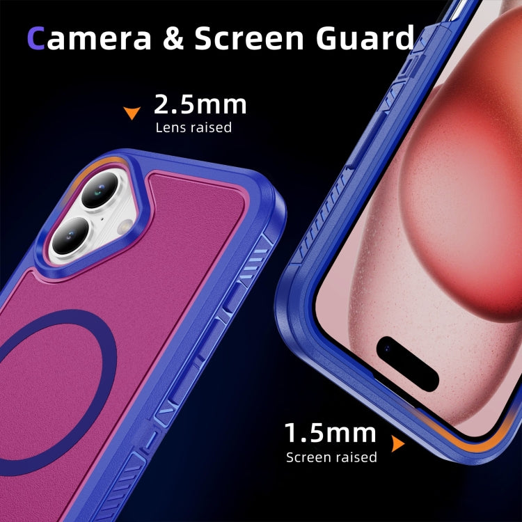 For iPhone 16 Guard MagSafe Holder Matte PC Hybrid TPU Phone Case
